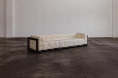 Carlo Scarpa Canapé trois places "Cornaro" pour Gavina, lin ivoire, 1973