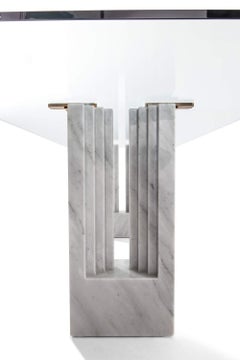 Carlo Scarpa Delfi Dining Table in Marble and Glass for Cassina