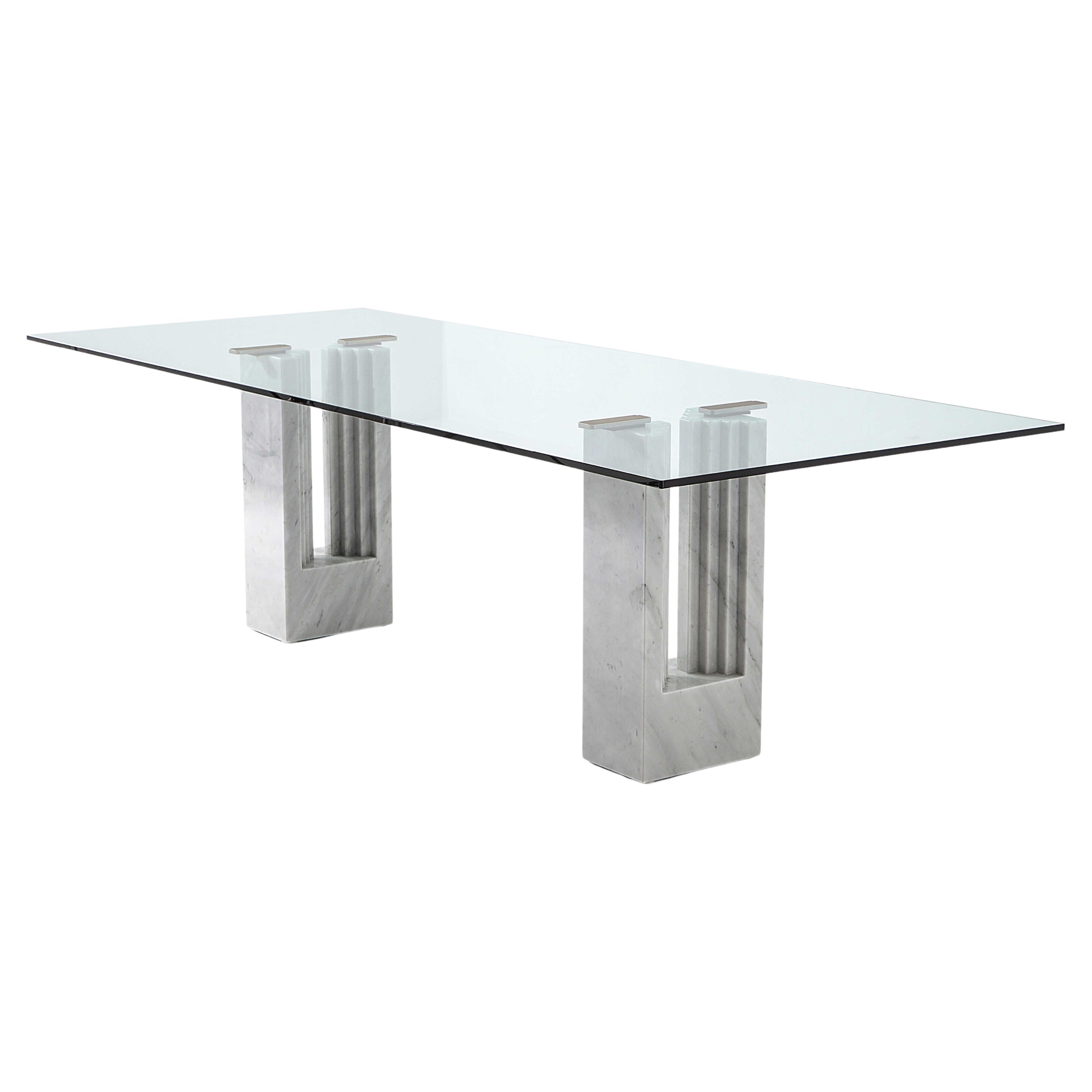 Carlo Scarpa Delfi Dining Table in Marble and Glass for Cassina For Sale