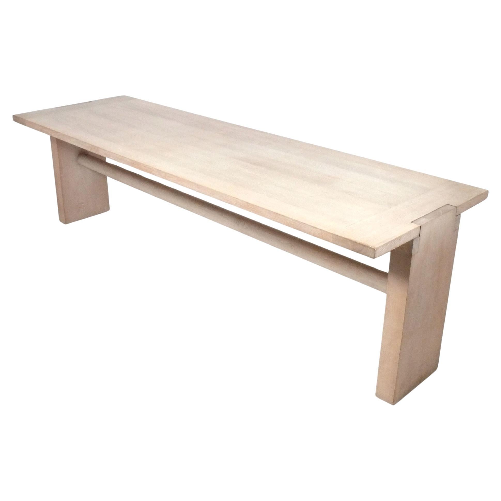 Carlo Scarpa Dining or Console Table Italian Mid Century Modern Limed Oak 98"L in vendita