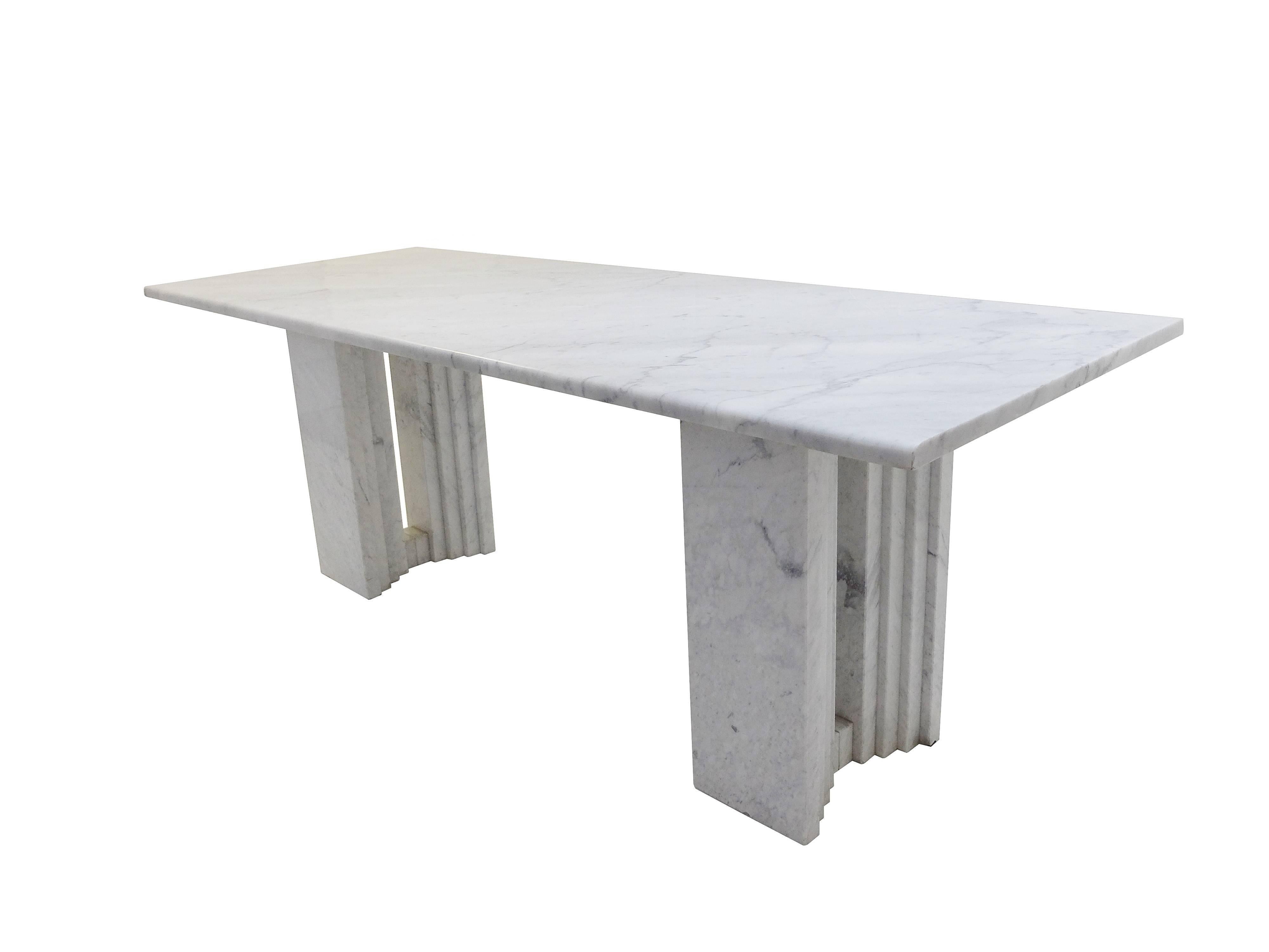 Carlo Scarpa dining table in Carrara marble, Italy, 1970s.
