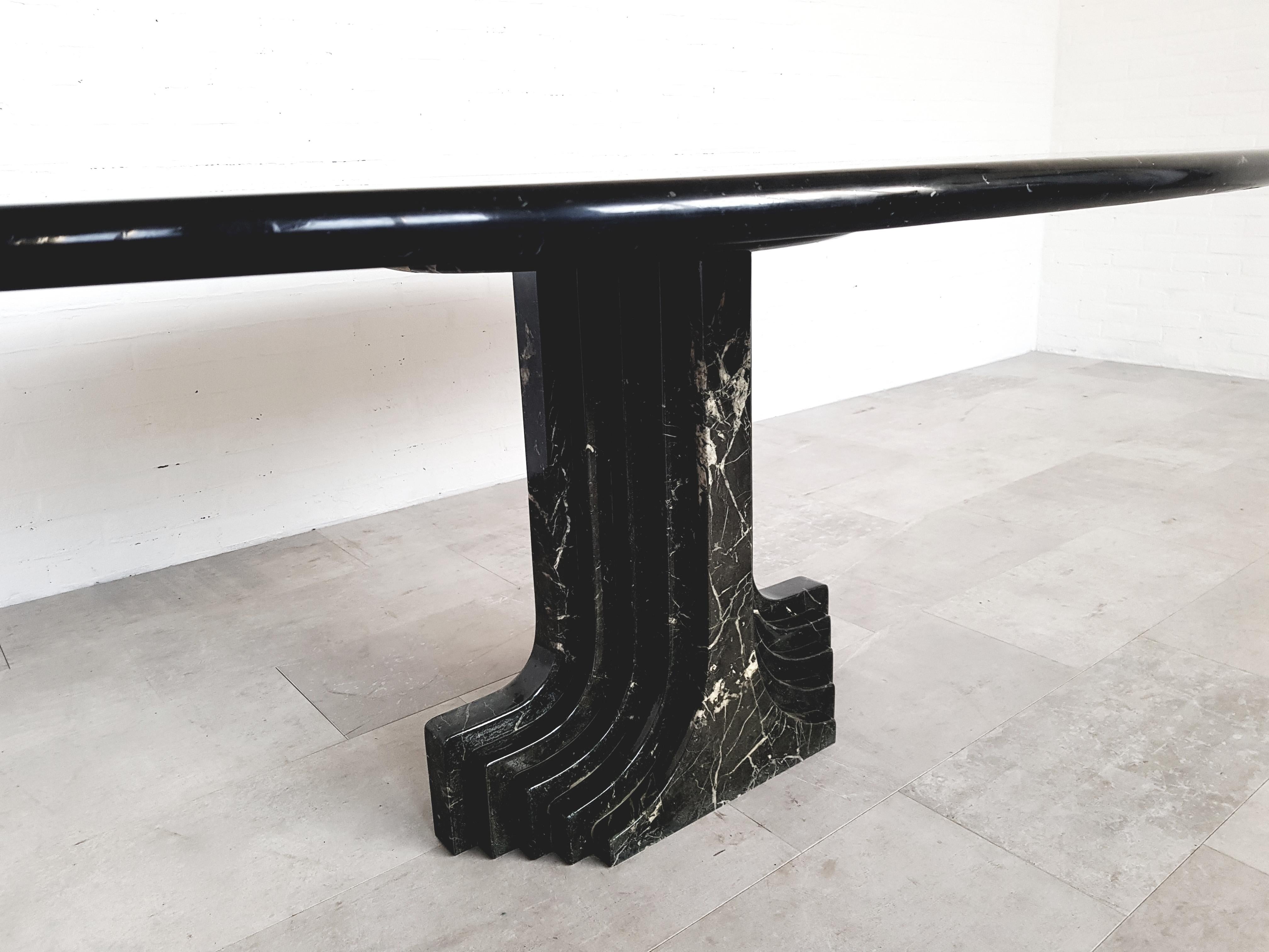 Late 20th Century Carlo Scarpa Dining Table in Nero Marquina Marble