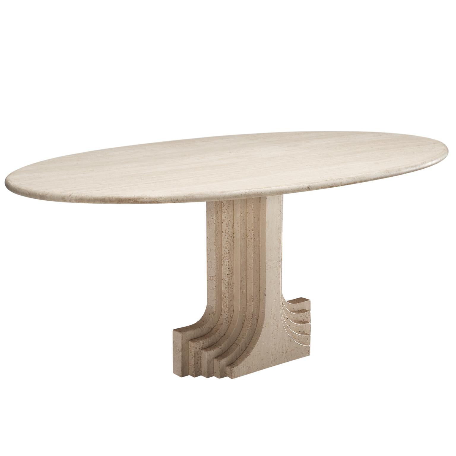 Carlo Scarpa Dining Table in Travertine