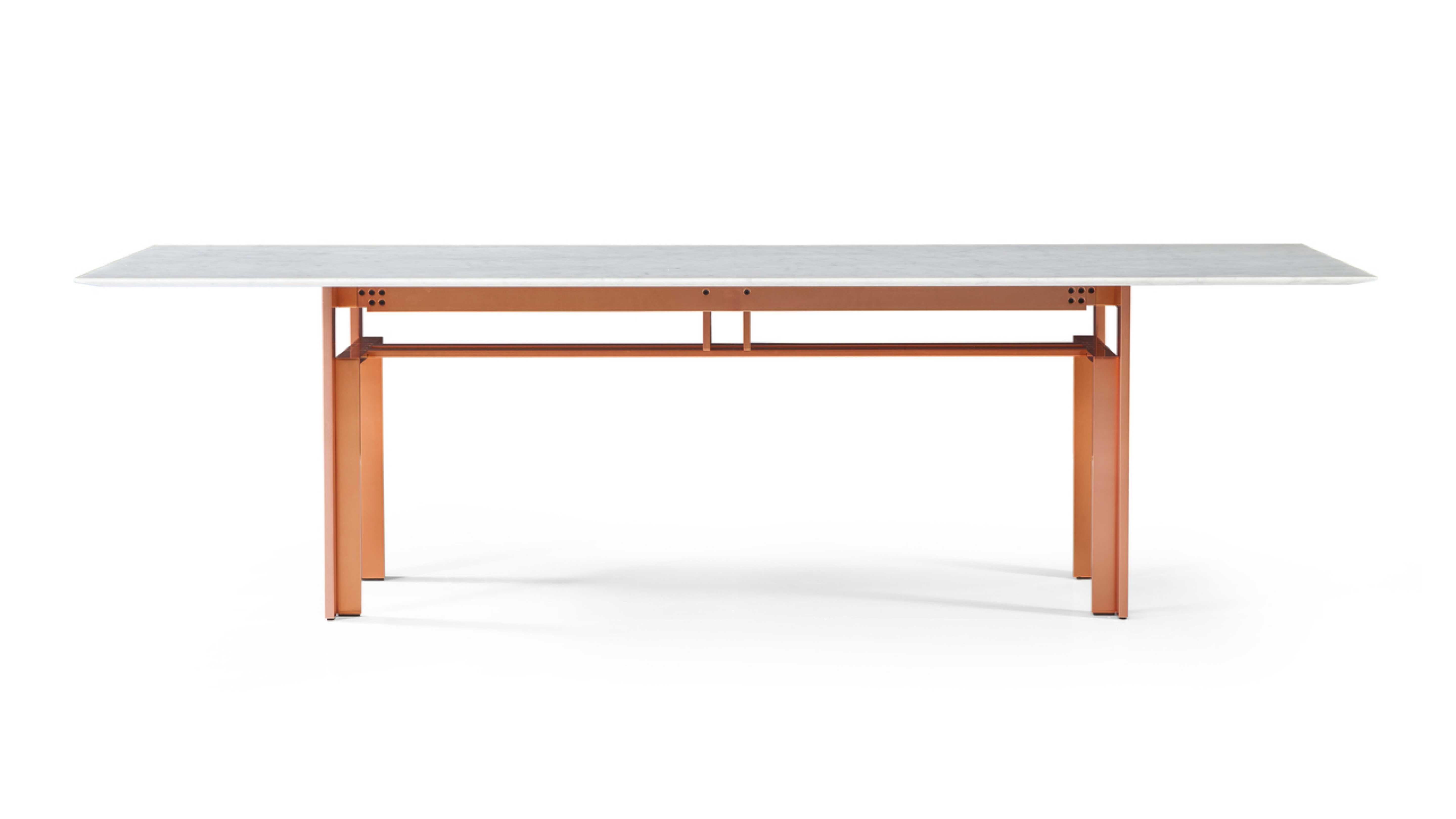 Italian Carlo Scarpa Doge Dining Table in Metal with Marble or Glass for Cassina For Sale