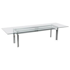 Carlo Scarpa "Doge" Steel Base Dining Table with Glass Top, 1960 circa