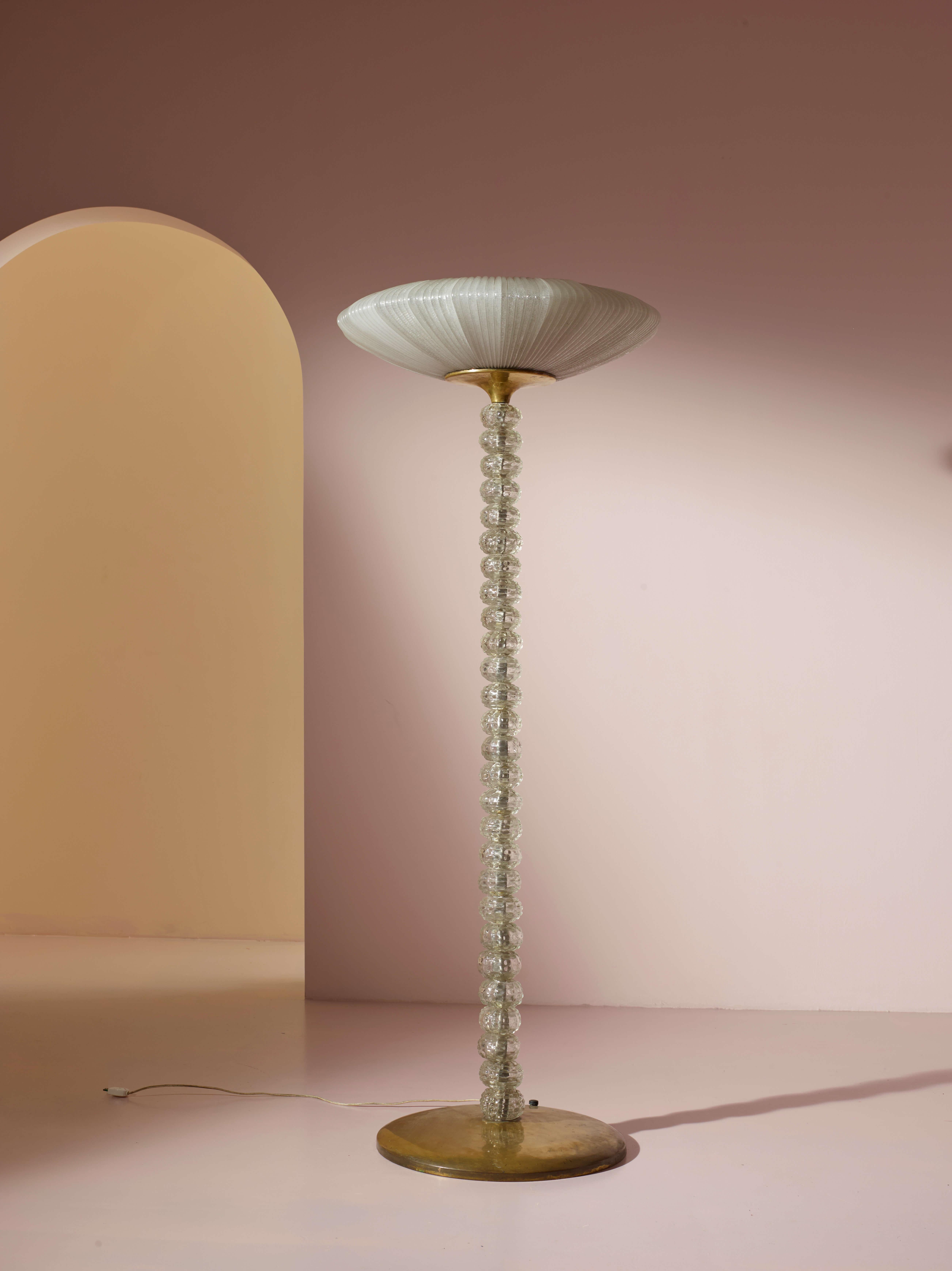 Art Deco Carlo Scarpa floor lamp model 2226 produced by Venini, Italy, 1938-39 For Sale