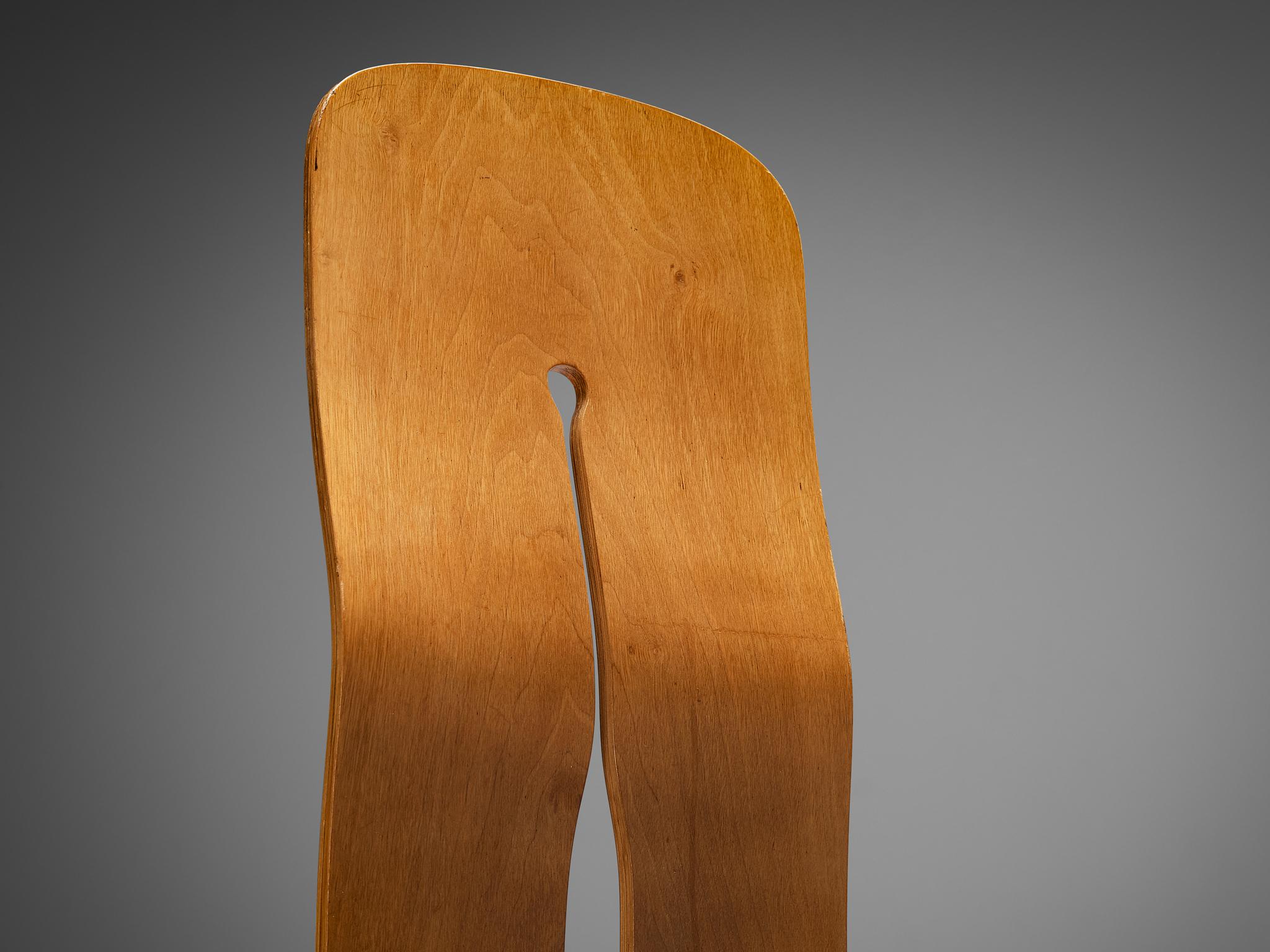 Mid-Century Modern Carlo Scarpa for Bernini Dining Chair in Walnut and Leather
