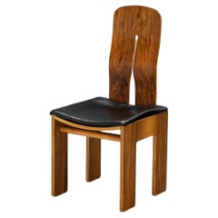 Carlo Scarpa for Bernini Dining Chair in Walnut and Leather