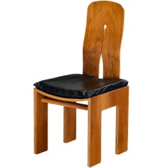 Carlo Scarpa for Bernini Dining Chair in Walnut and Leather