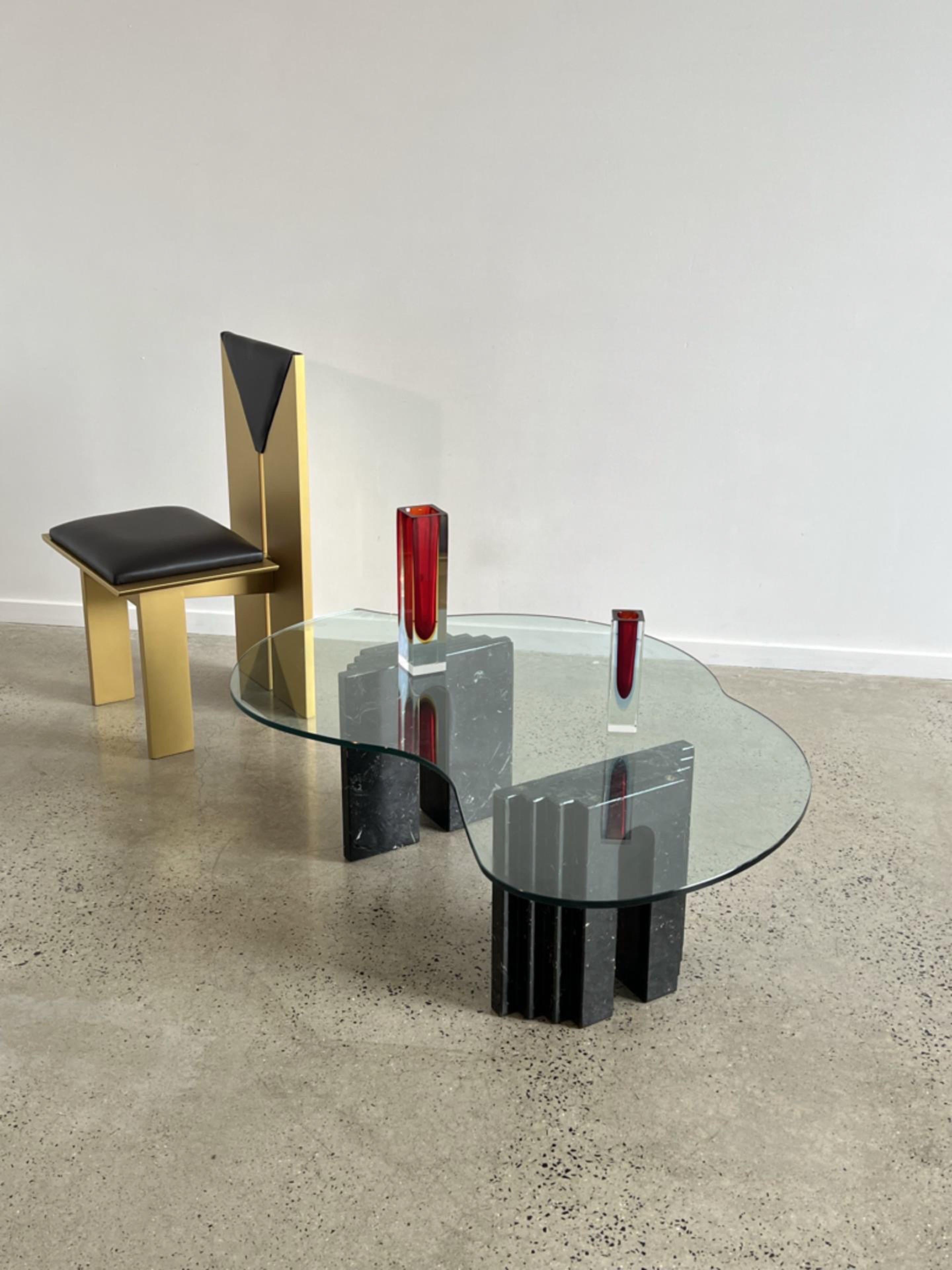 Carlo Scarpa for Catalan Carrara Marble and Galss Coffee Table 6