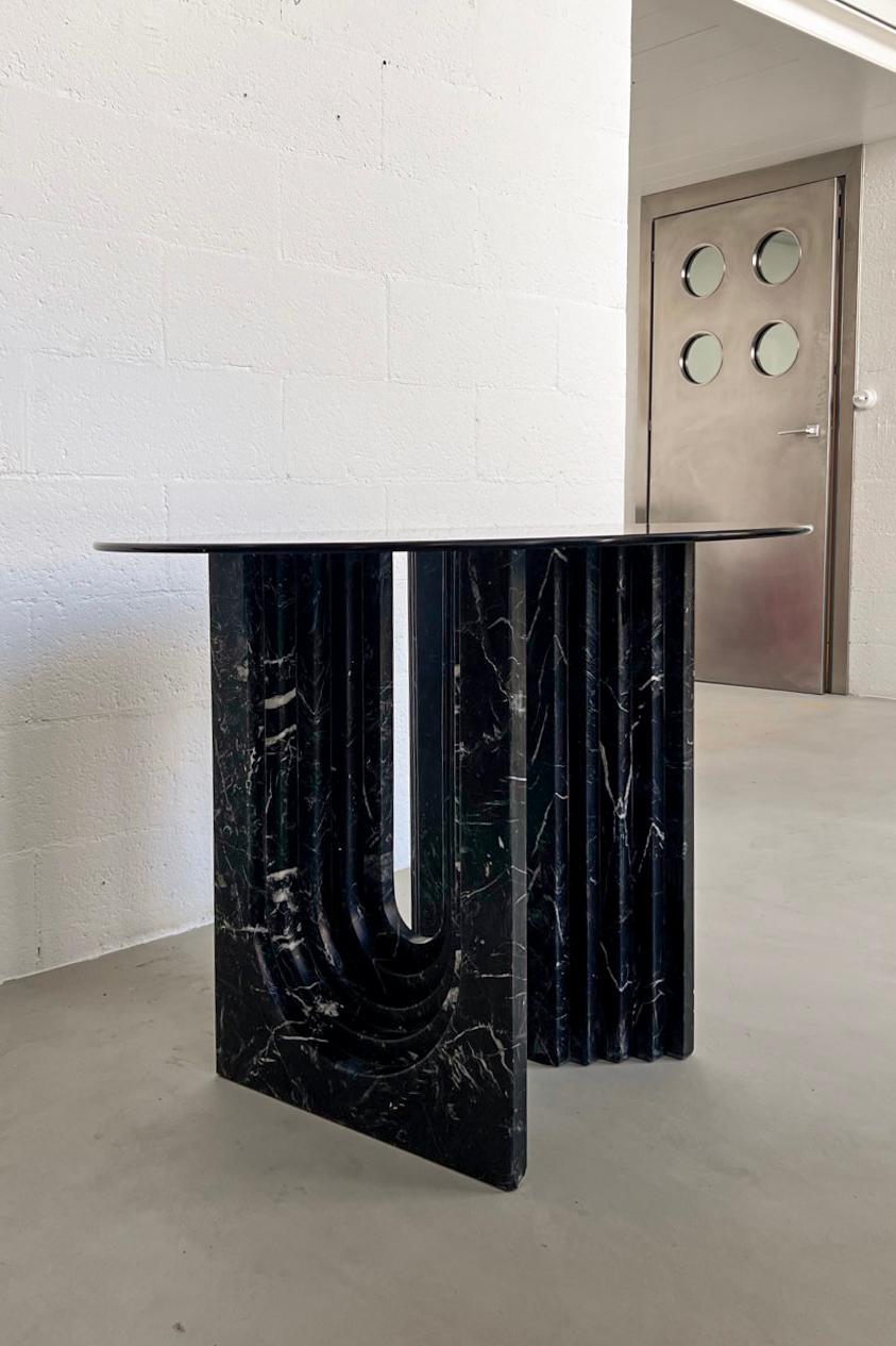 Verre Carlo Scarpa pour Cattelan, structure de table en marbre noir