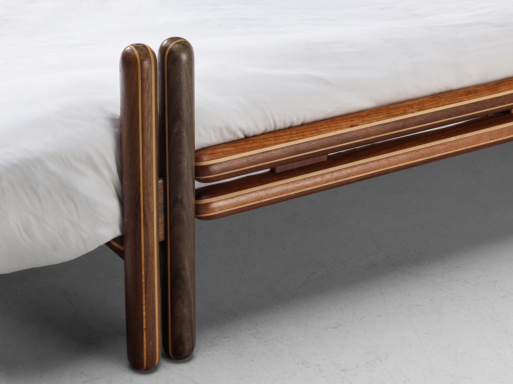 Carlo Scarpa for Simon Gavina 'Toledo' Queen Bed in Padouk and Leather  In Good Condition In Waalwijk, NL