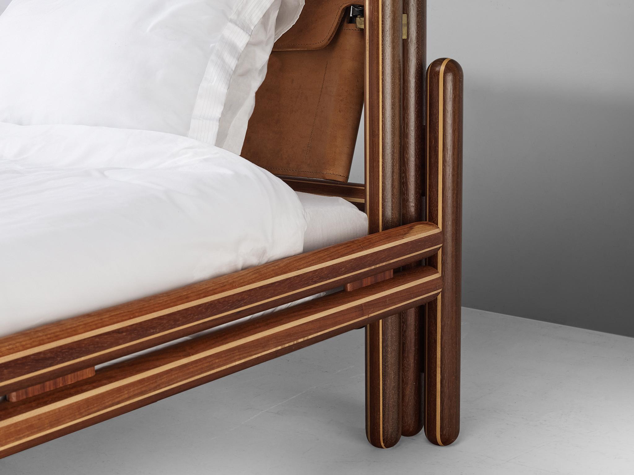 Late 20th Century Carlo Scarpa for Simon Gavina 'Toledo' Queen Bed in Padouk and Leather 