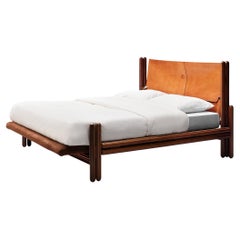 Retro Carlo Scarpa for Simon Gavina 'Toledo' Bed in Pau Ferro and Leather 