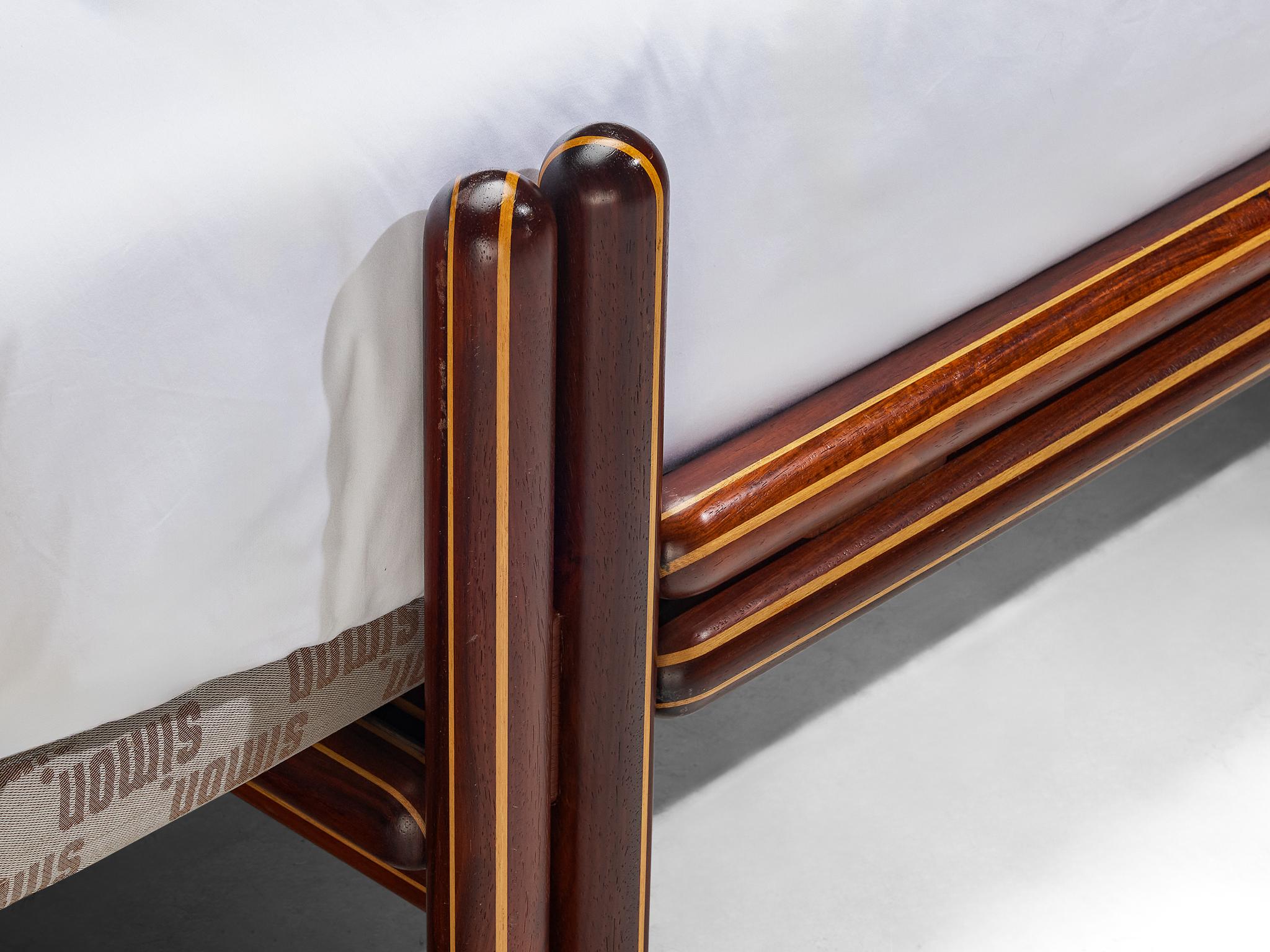 Carlo Scarpa for Simon Gavina 'Toledo' Single Bed in Padouk and Leather For Sale 1