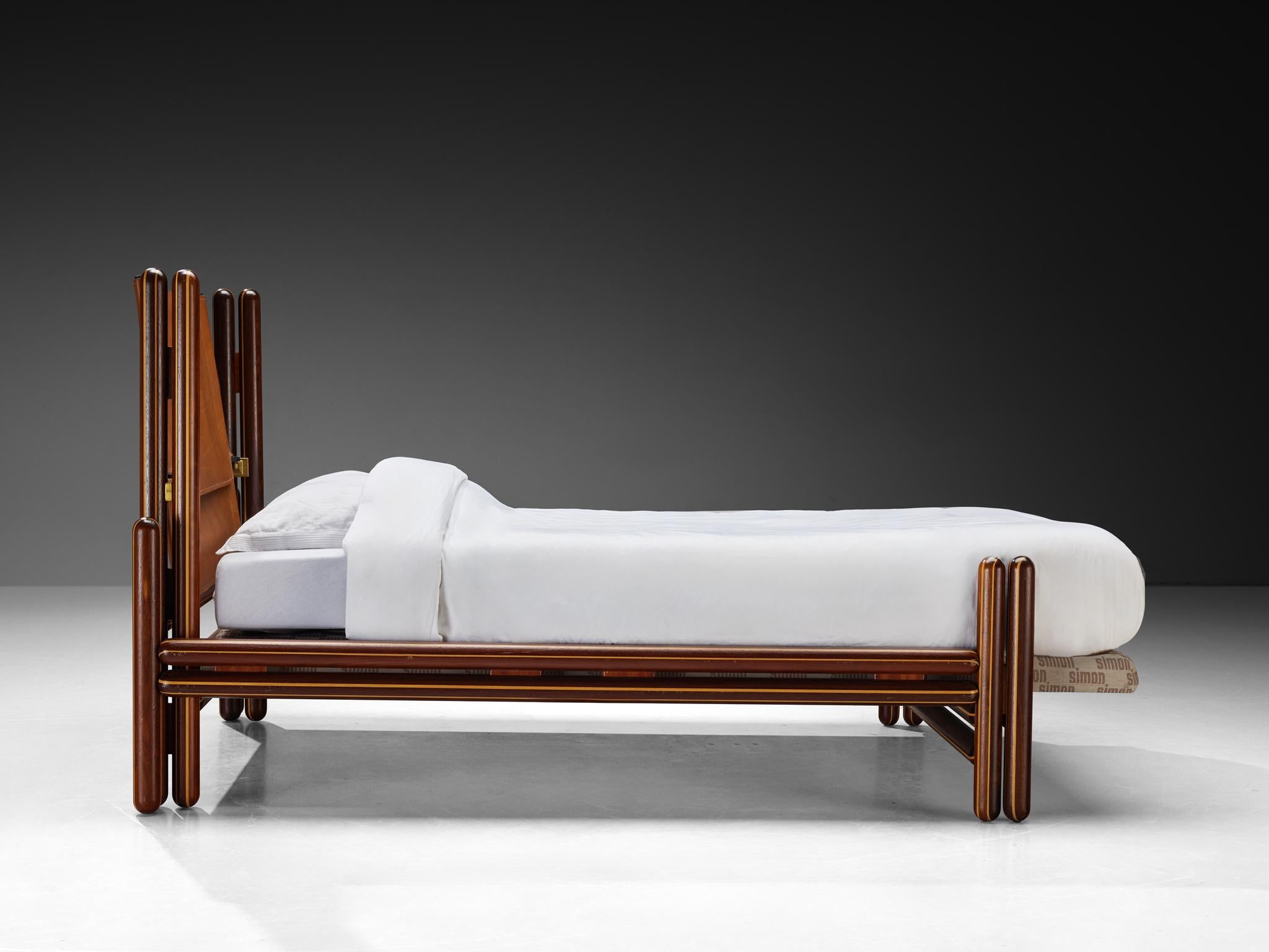 Carlo Scarpa for Simon Gavina 'Toledo' Single Bed in Padouk and Leather For Sale 2