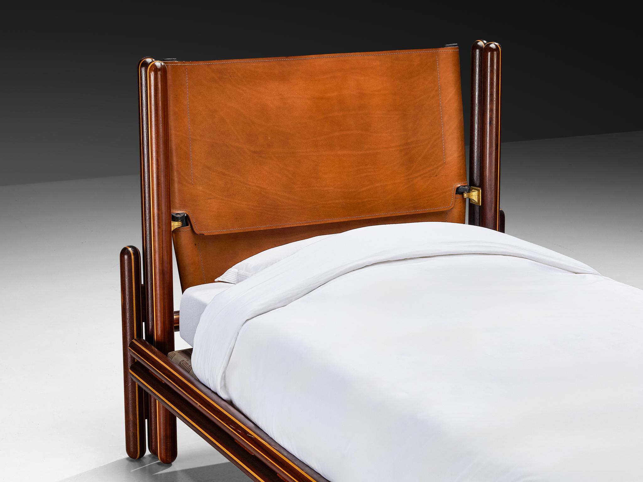 Carlo Scarpa for Simon Gavina 'Toledo' Single Bed in Padouk and Leather For Sale 3