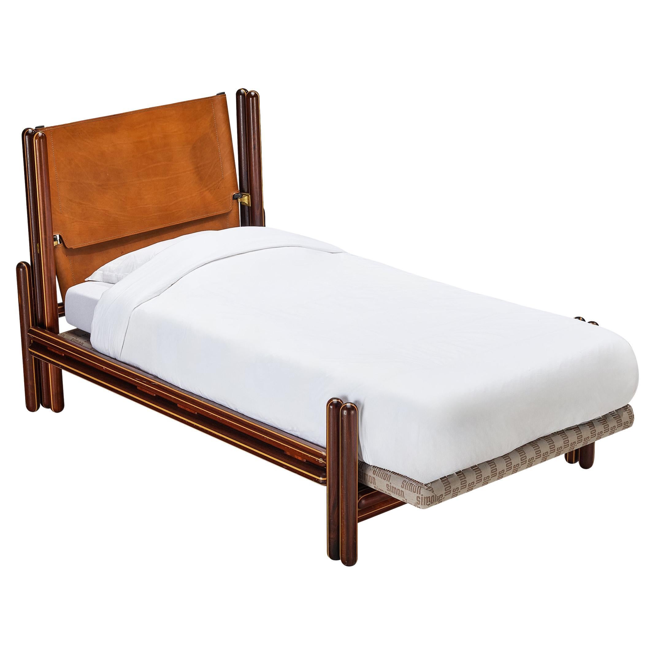 Carlo Scarpa for Simon Gavina 'Toledo' Single Bed in Padouk and Leather