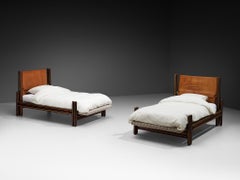 Carlo Scarpa per Simon Gavina Letto singolo 'Toledo' in Padouk e pelle