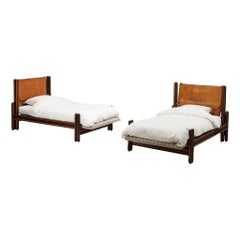 Carlo Scarpa for Simon Gavina 'Toledo' Single Beds in Padouk and Leather