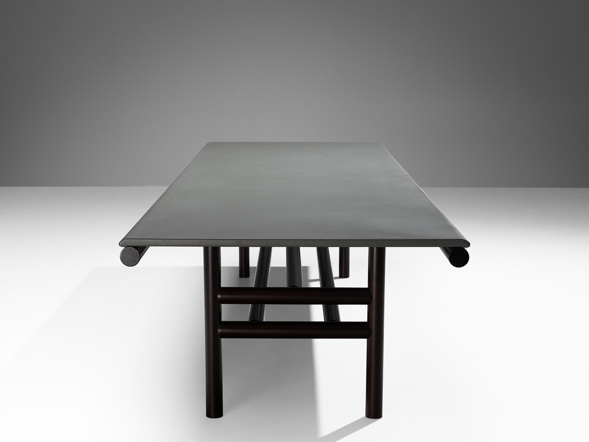 Imitation cuir Carlo Scarpa grande table Gritti en acajou pour Simon  en vente