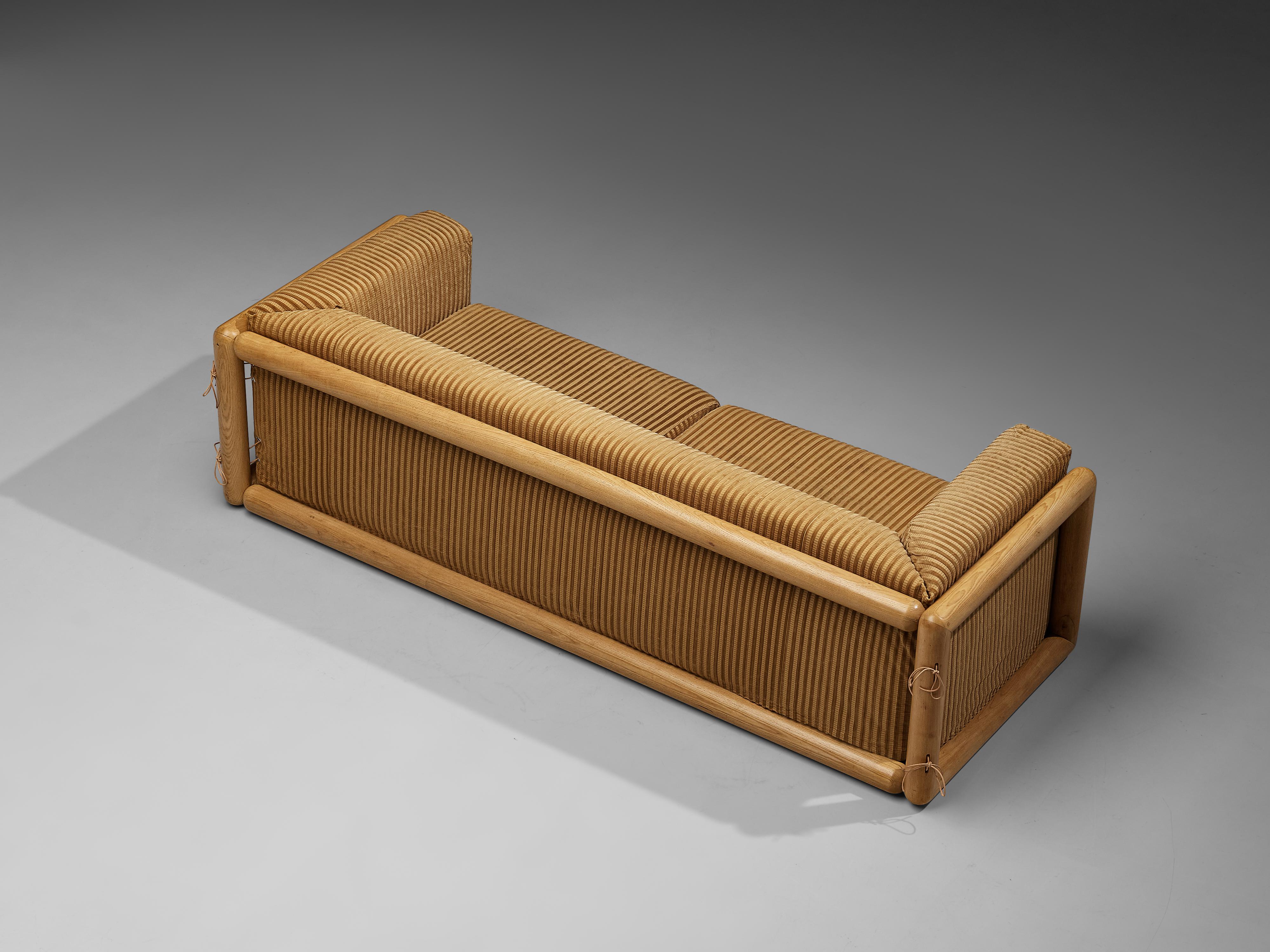 Fabric Carlo Scarpa for Simon Sofa Model 'Cornaro' with Frame in Ash