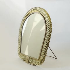 Carlo Scarpa para Venini Espejo de mesa A Treccia en cristal verde aceite de oliva