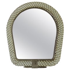 Carlo Scarpa for Venini A Treccia table mirror in olive oil green glass