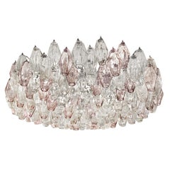 Carlo Scarpa for Venini Bi-Colore Murano Glass Poliedre Ceiling Fixture 1950s