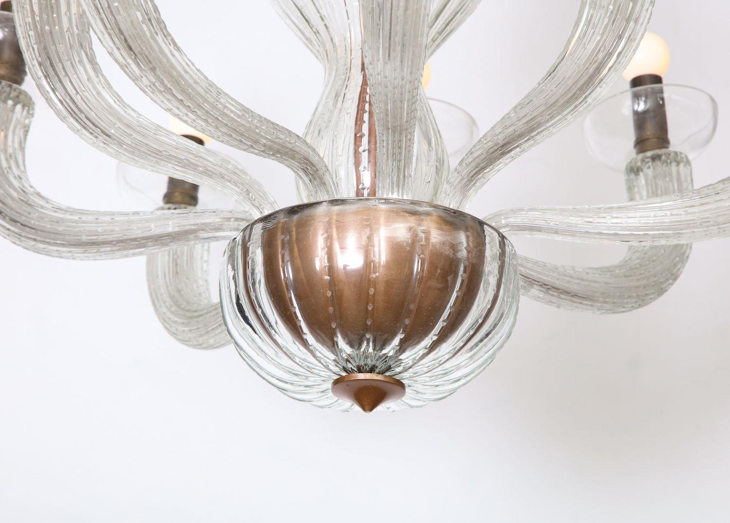 Hand-Crafted Carlo Scarpa for Venini Chandelier
