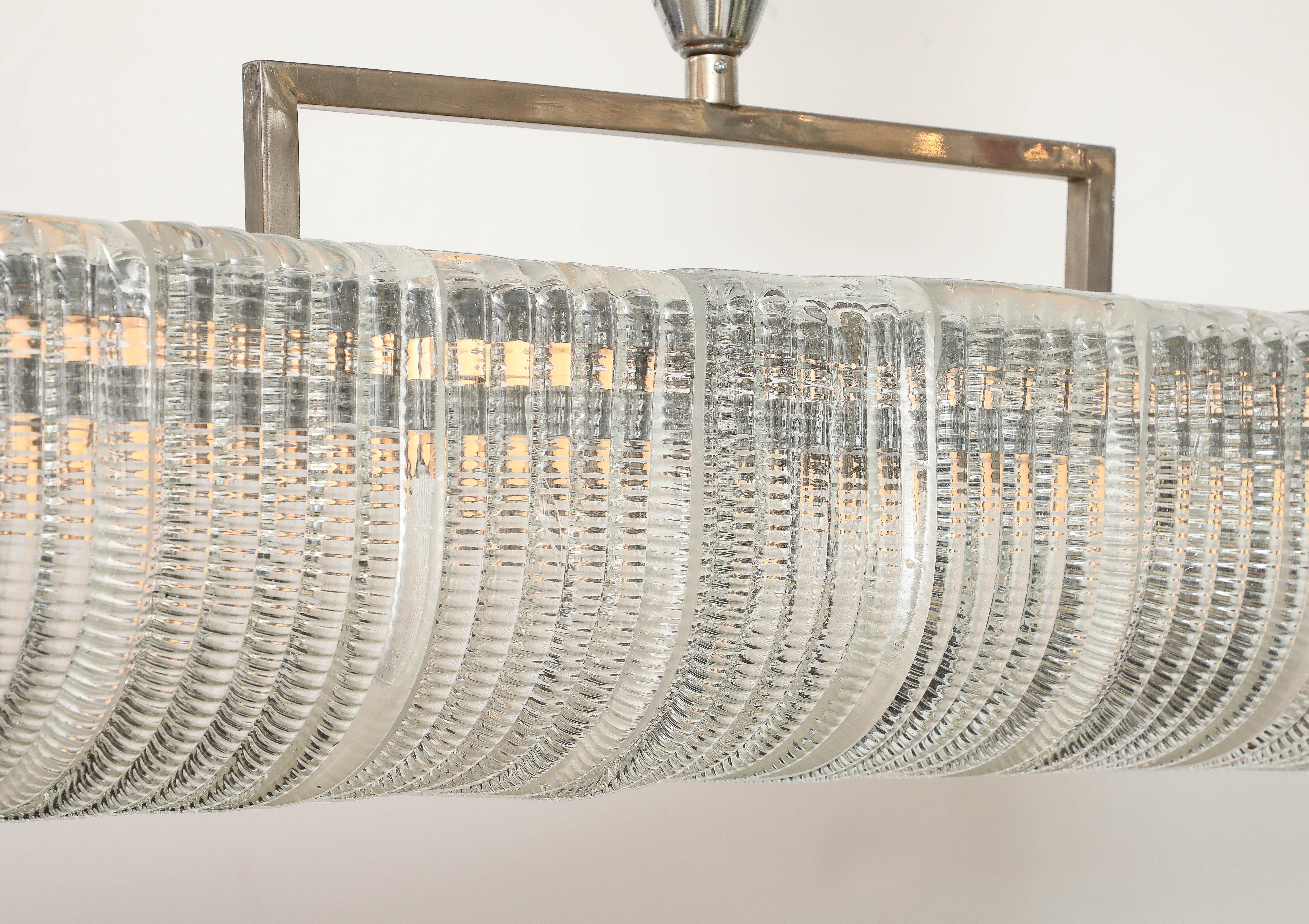 Carlo Scarpa per Venini Lampadario rettangolare in vetro tagliato e nichel, circa 1930 in vendita 5