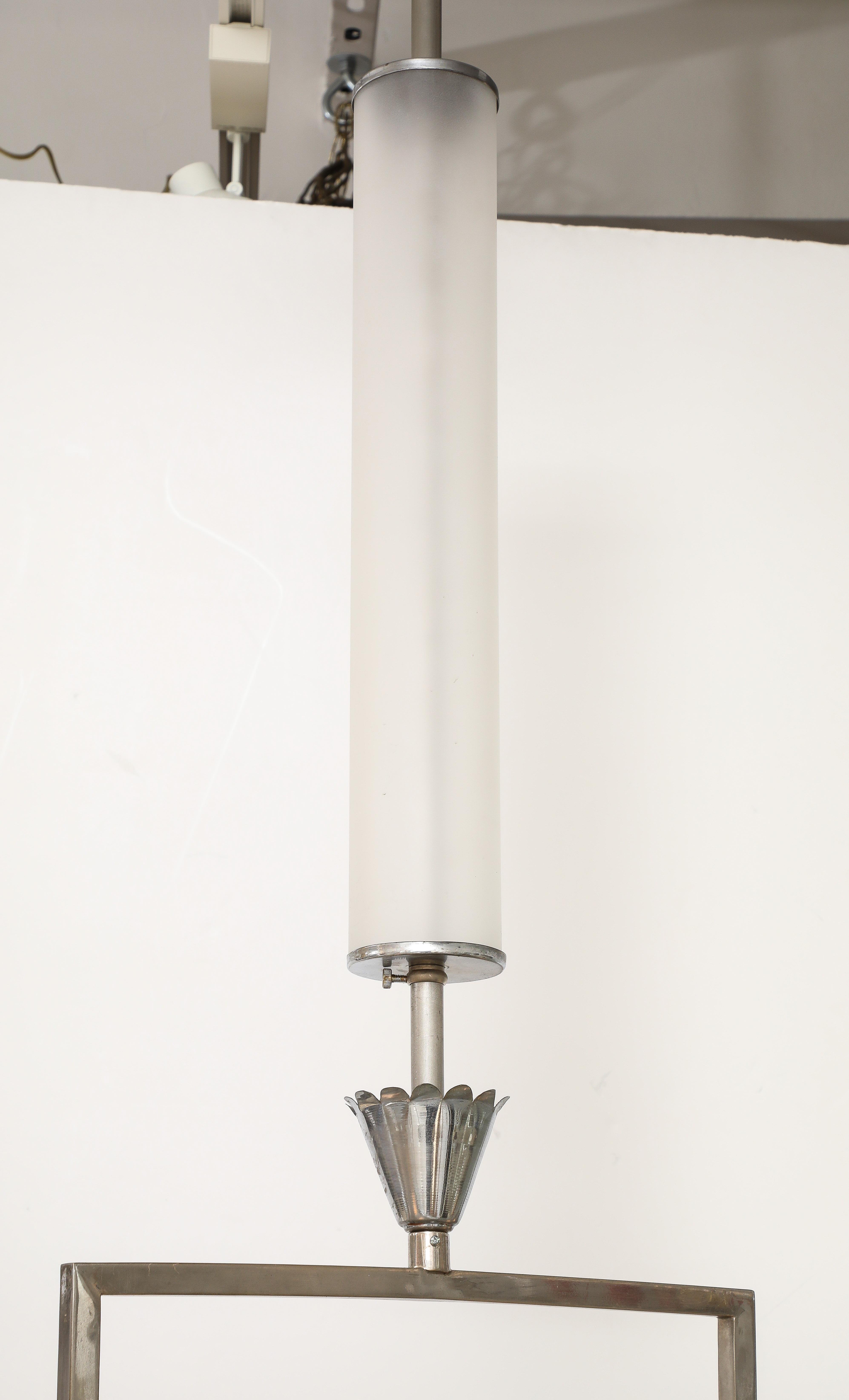 Carlo Scarpa per Venini Lampadario rettangolare in vetro tagliato e nichel, circa 1930 in vendita 6