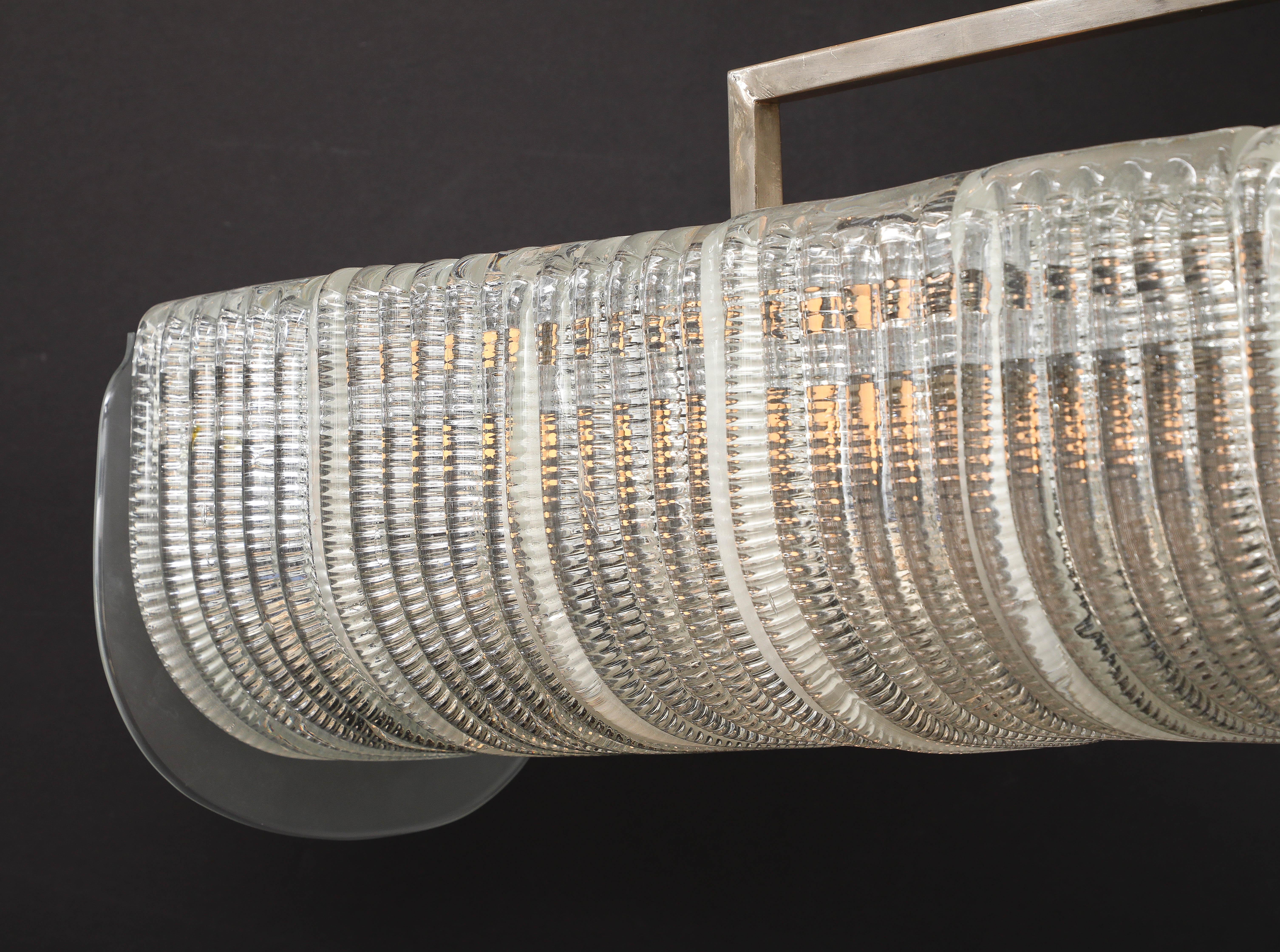 Carlo Scarpa per Venini Lampadario rettangolare in vetro tagliato e nichel, circa 1930 in vendita 11