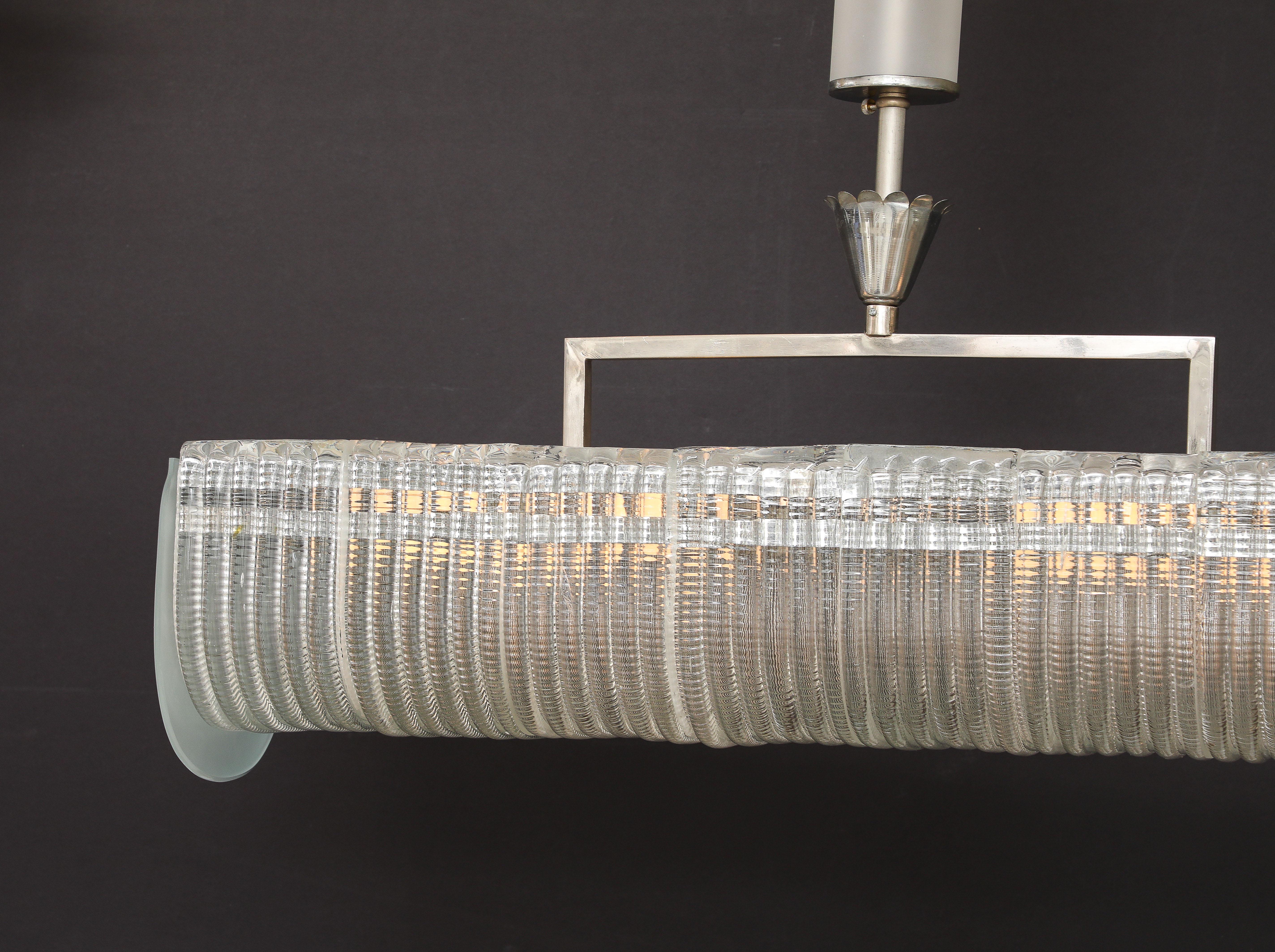 Carlo Scarpa per Venini Lampadario rettangolare in vetro tagliato e nichel, circa 1930 in vendita 13