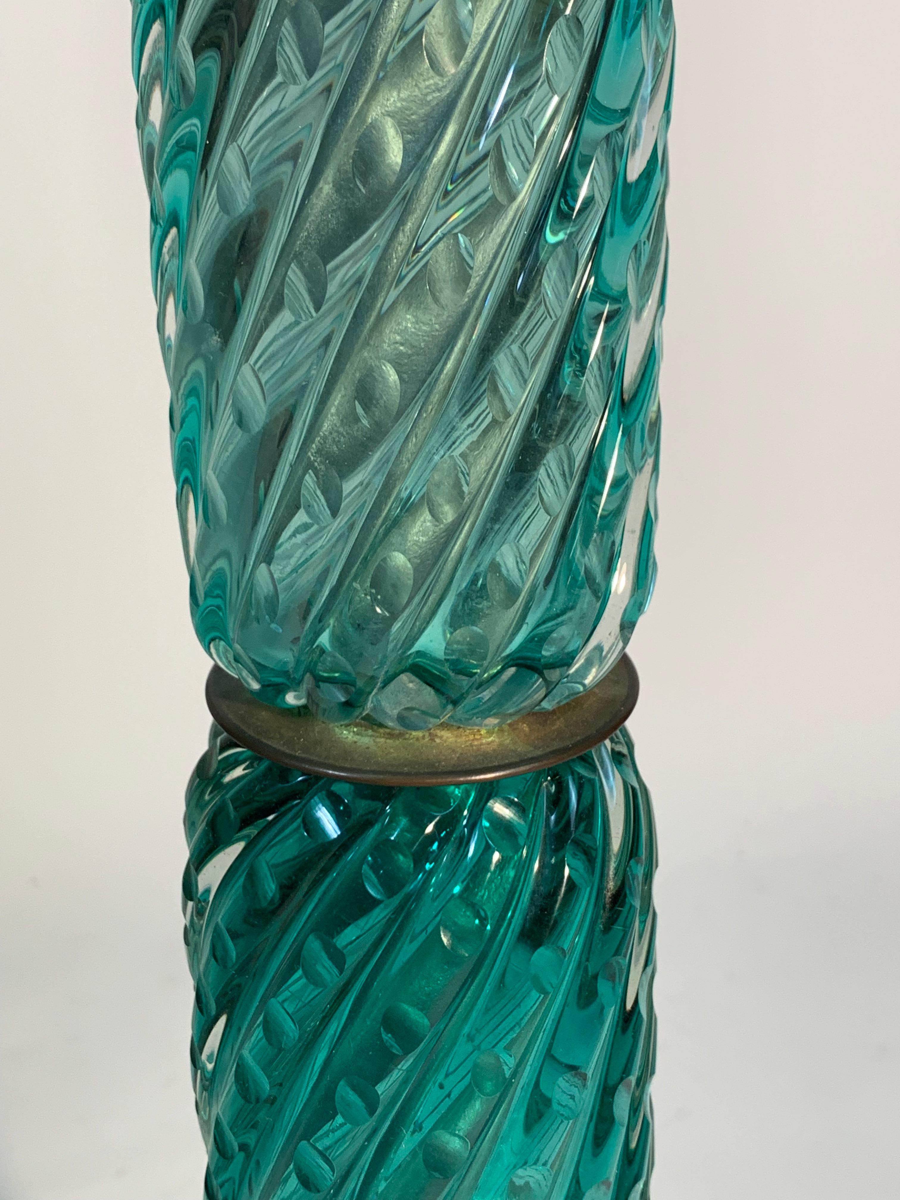 Carlo Scarpa pour Venini lampadaire italien en verre spiralé vert du milieu du siècle dernier 4