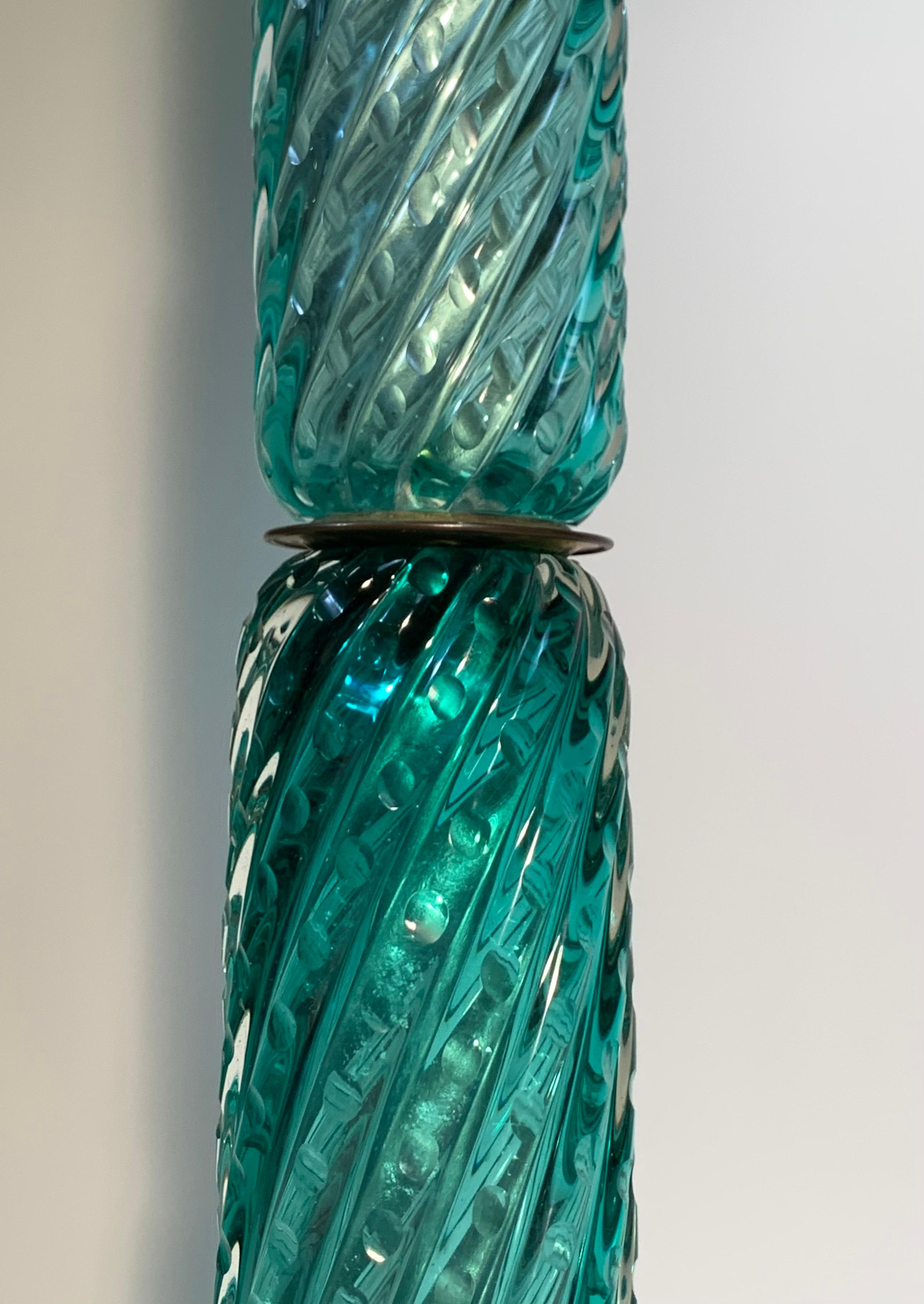 Carlo Scarpa For Venini Mid Century Italian Green Spiral Glass Floor Lamp 7