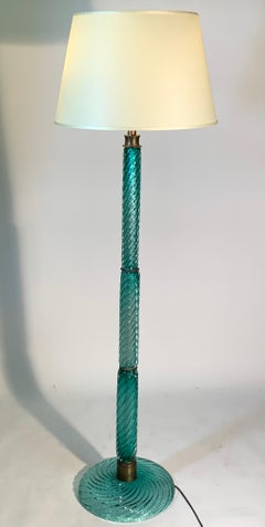 Carlo Scarpa For Venini Mid Century Italian Green Spiral Glass Floor Lamp