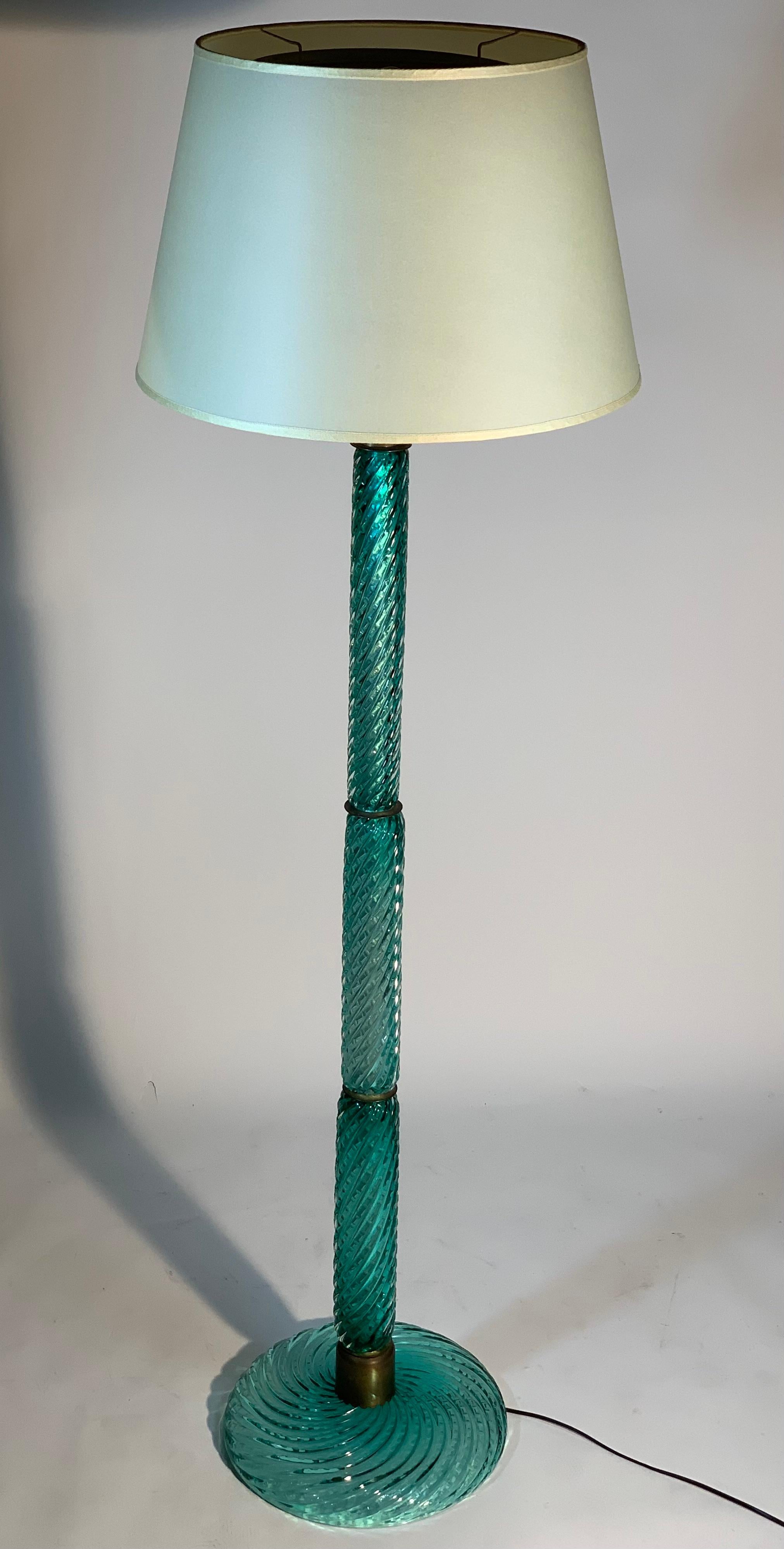 Carlo Scarpa For Venini Mid Century Italian Green Spiral Glass Floor Lamp 1
