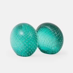 Carlo Scarpa for Venini Murano Glass Bookends, Emerald Green, 1950s
