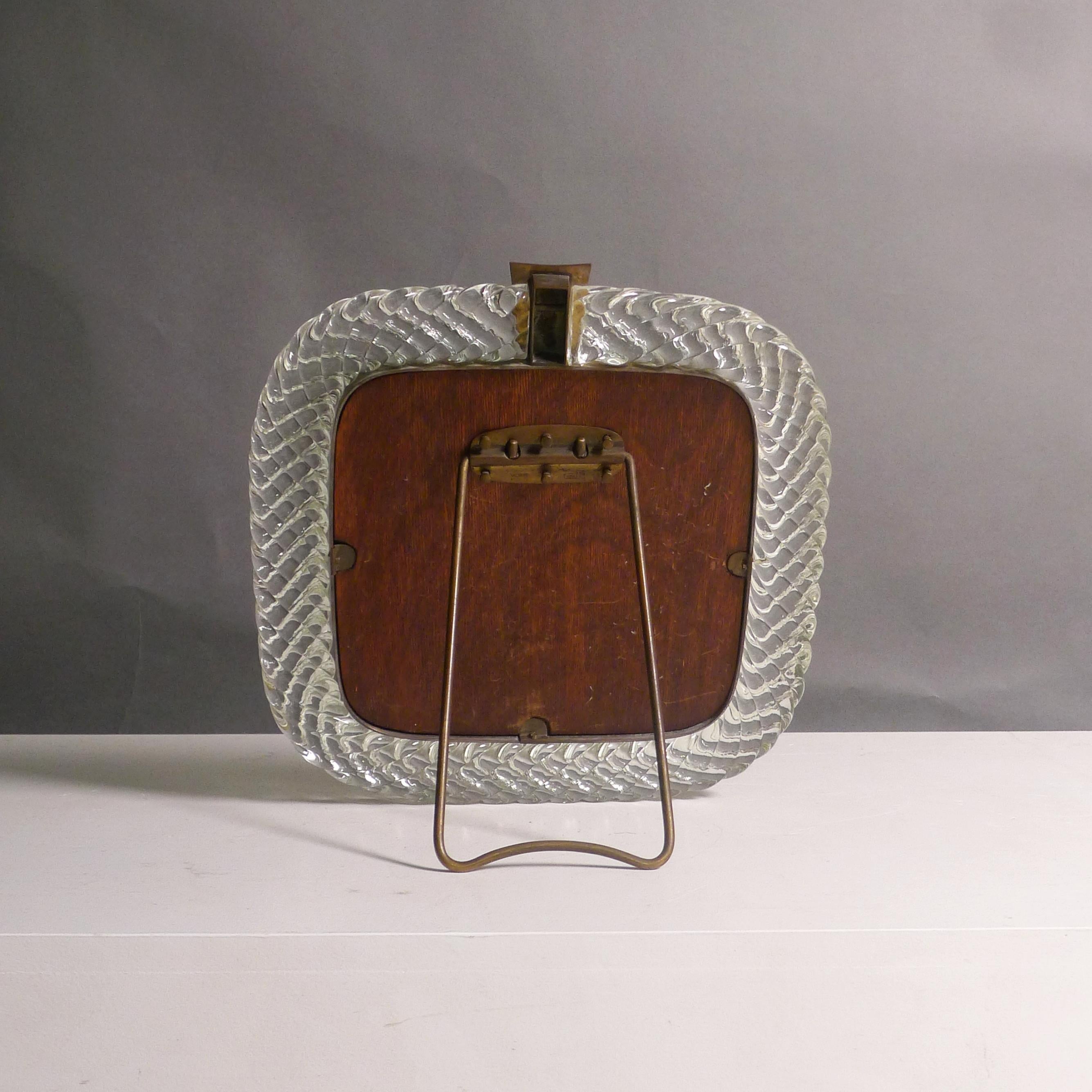 Carlo Scarpa for Venini, Murano Glass Table Mirror 'A Trecchia', 1930s For Sale 3