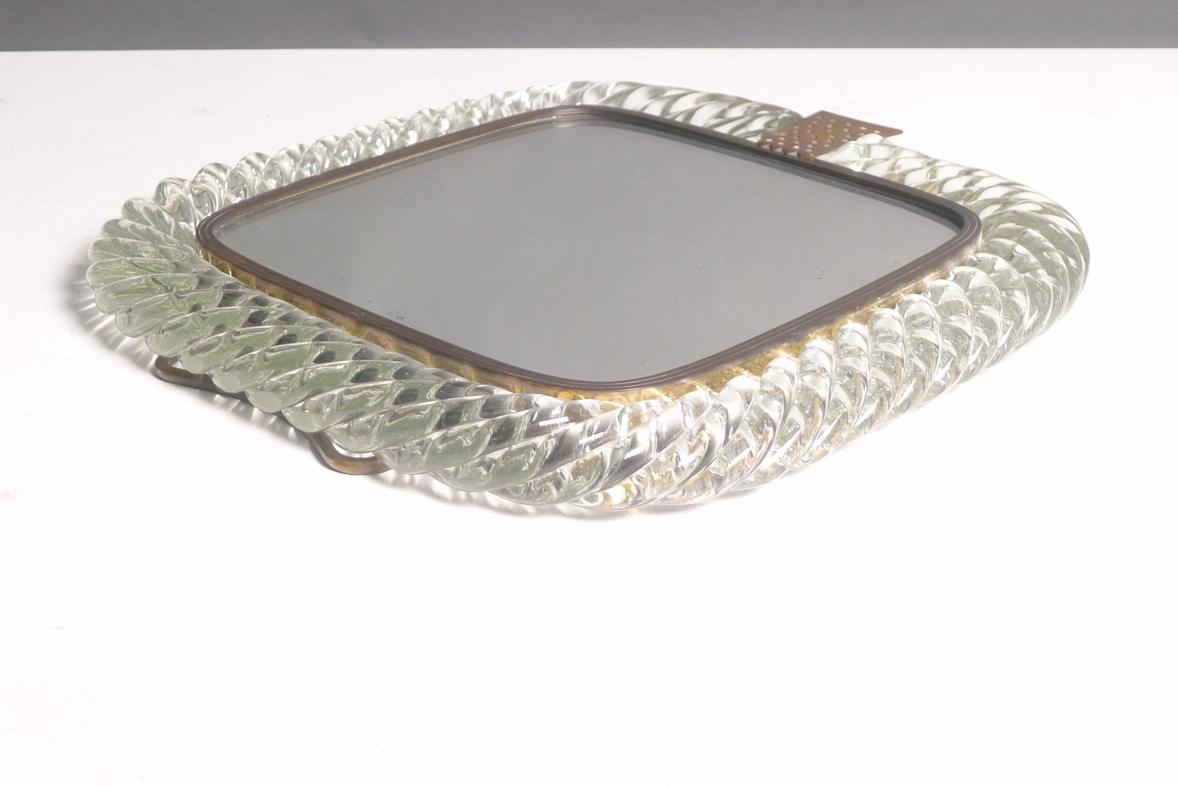 Carlo Scarpa for Venini, Murano Glass Table Mirror 'A Trecchia', 1930s For Sale 5