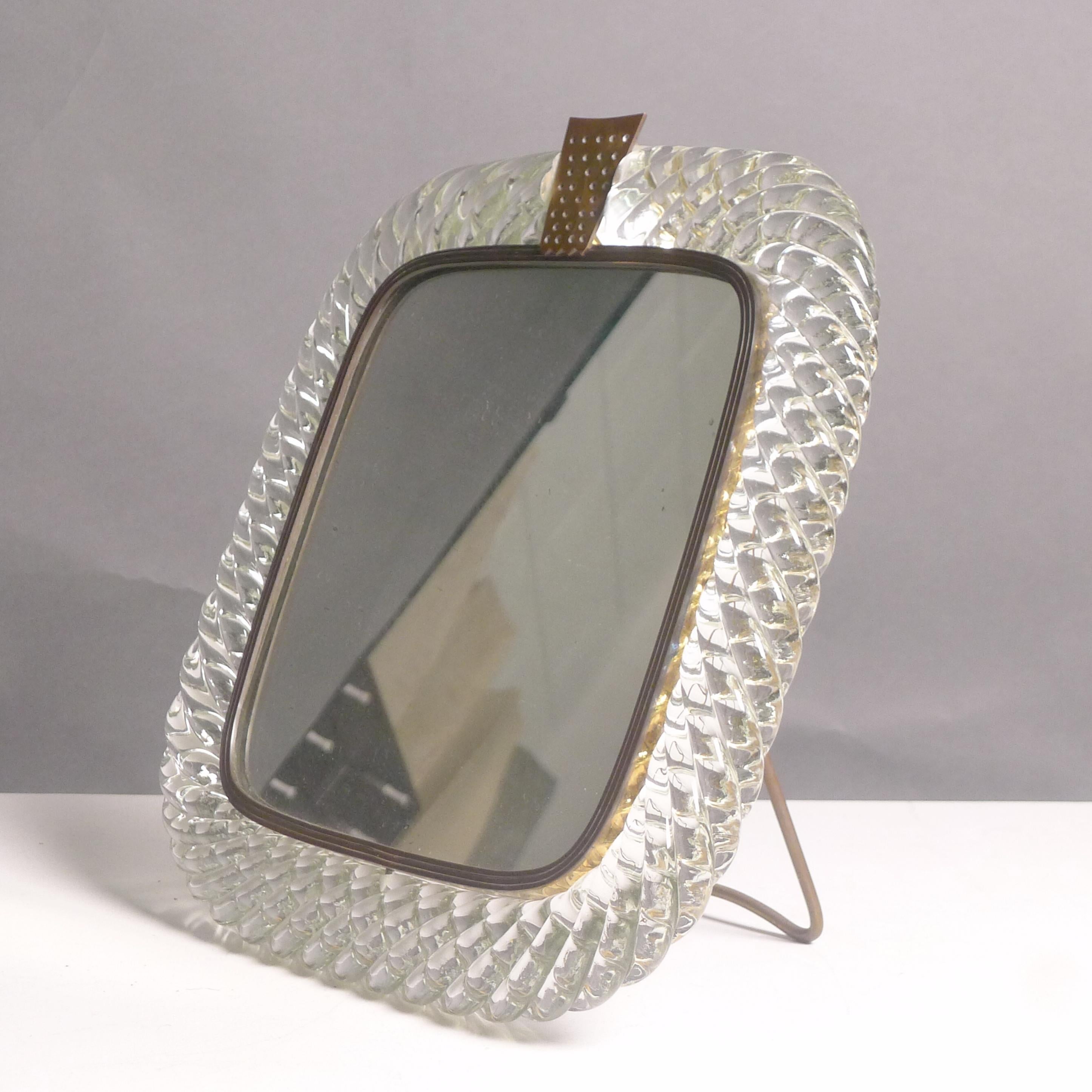 Carlo Scarpa for Venini, Murano Glass Table Mirror 'A Trecchia', 1930s For Sale 7