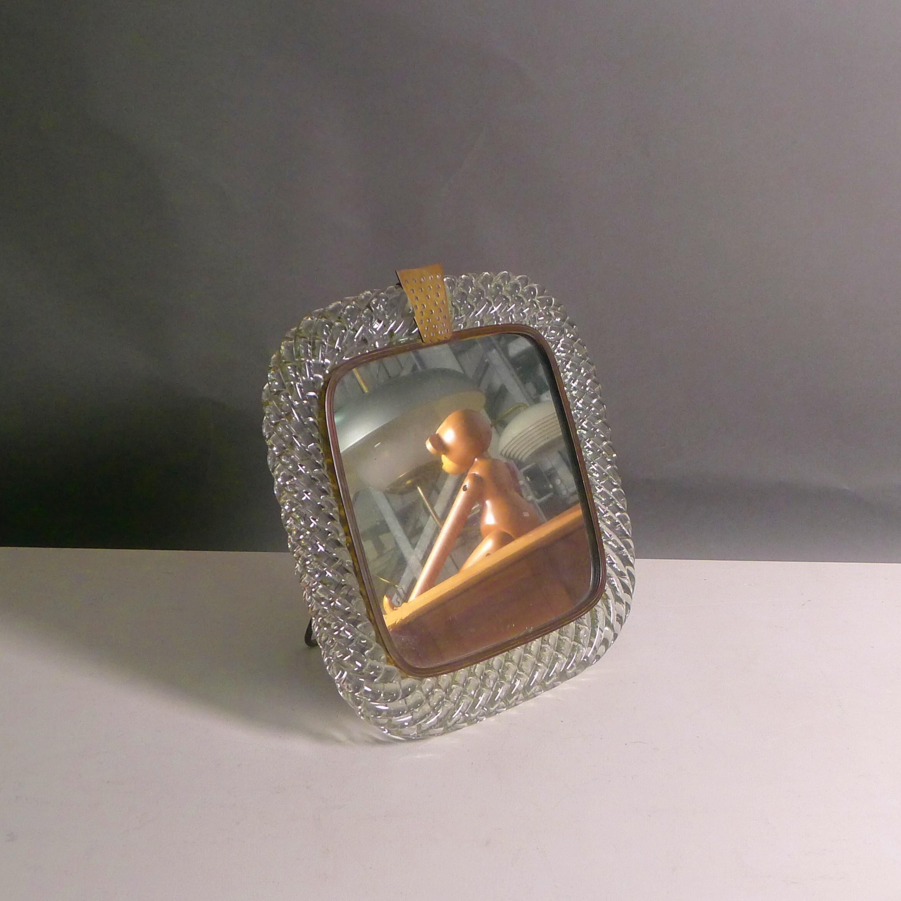 Art Deco Carlo Scarpa for Venini, Murano Glass Table Mirror 'A Trecchia', 1930s For Sale
