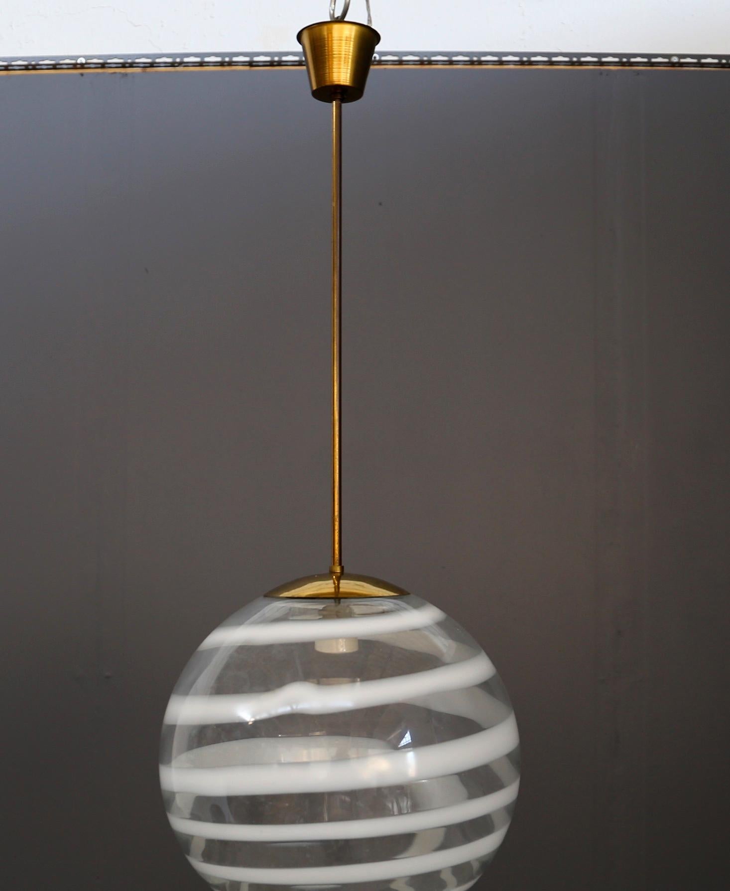 Carlo Scarpa for Venini Pendant Midcentury in Brass and Glass, Published 1950s In Good Condition In Milano, IT