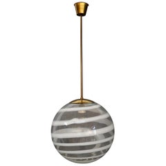 Carlo Scarpa for Venini Pendant Midcentury in Brass and Glass, Published 1950s