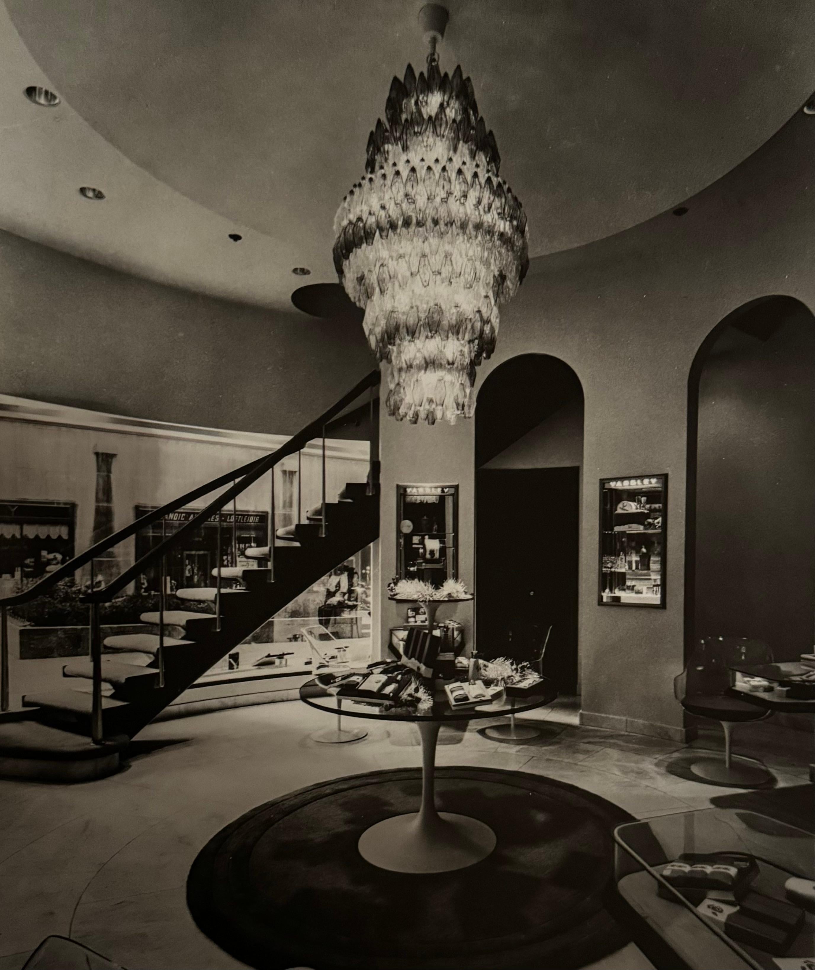Carlo Scarpa for Venini Poliedri Murano glass chandelier, Italian Design 1960s For Sale 2