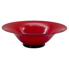 Venini Signed Red Murano Glass Bowl, Italy 1989