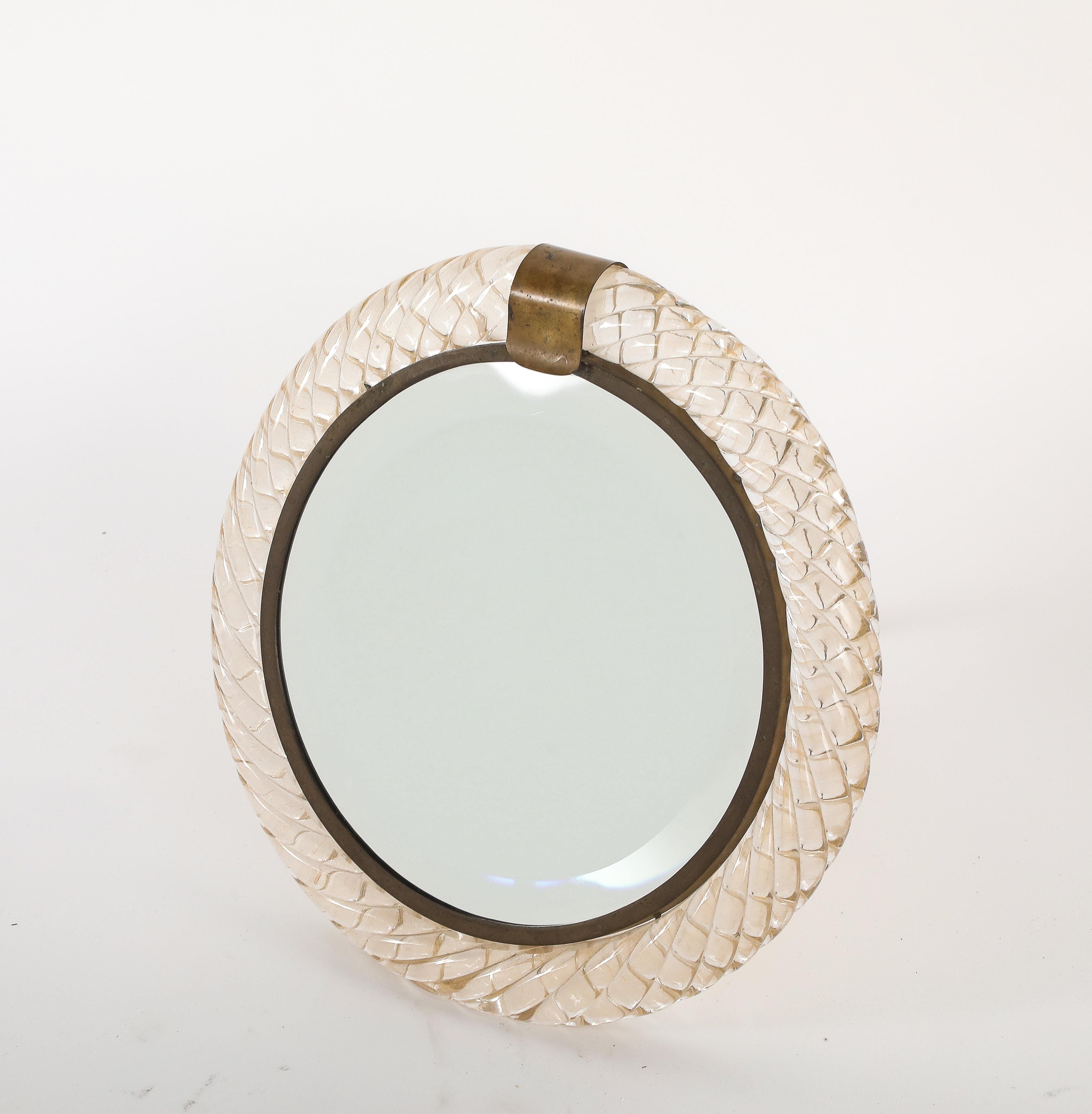 Blown Glass Carlo Scarpa for Venini Table Mirror, circa 1950 For Sale
