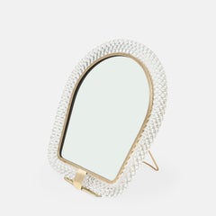 Miroir de table ou de cabinet Carlo Scarpa for Venini Treccia, signé, Italie, années 1940