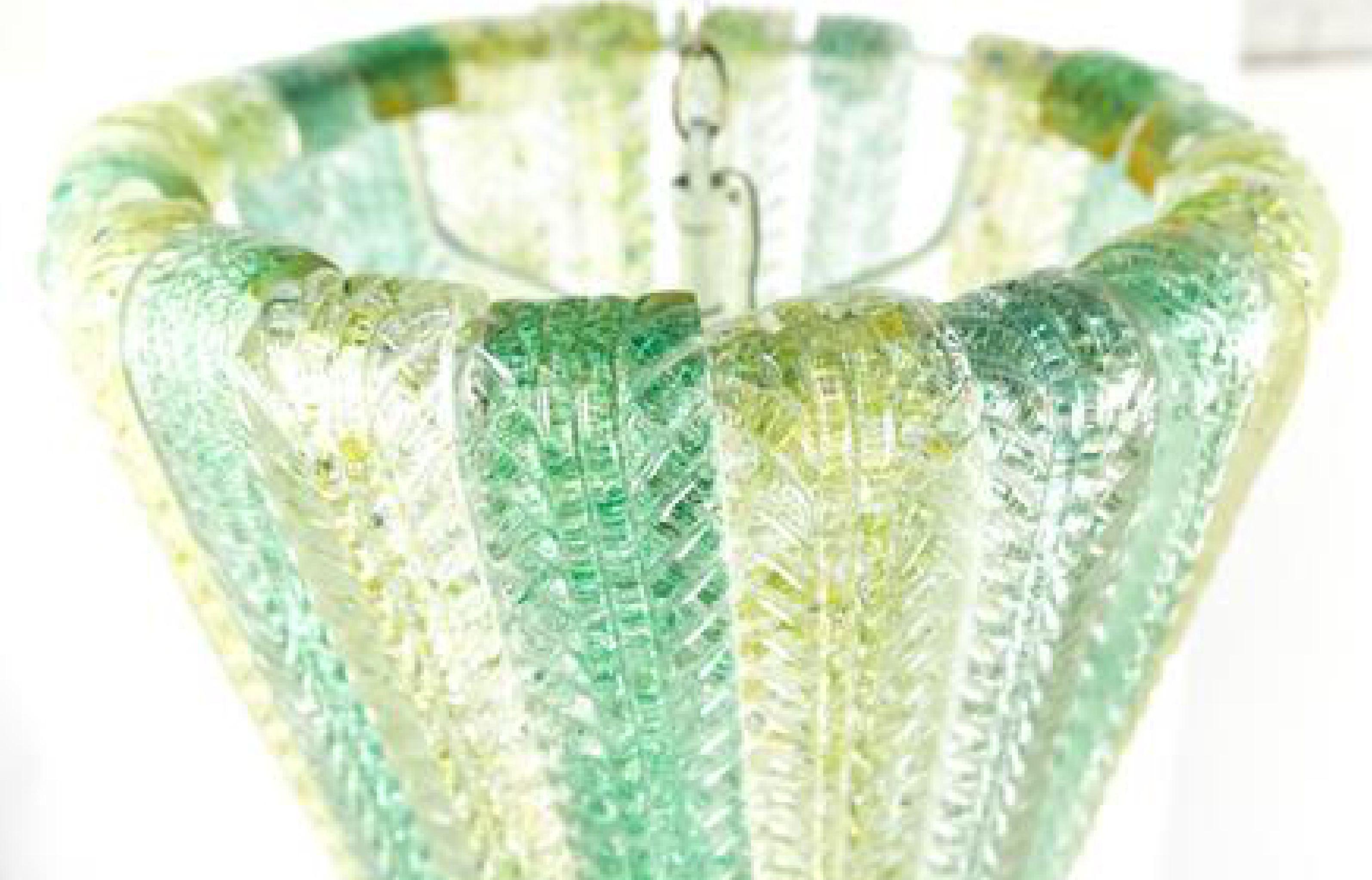 Carlo Scarpa for Venini Waterfall Foliate Murano Chandelier Pendant, 1940s In Good Condition In Brooklyn, NY